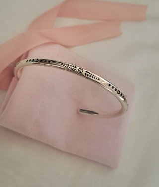 Pulsera Rígida Plata Diseño Étnico