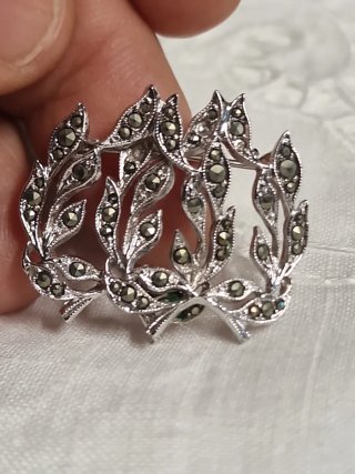 Spilla Argento 835 e Marcassite Cm. 2,5x3