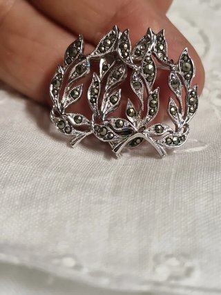 Spilla Argento 835 e Marcassite Cm. 2,5x3