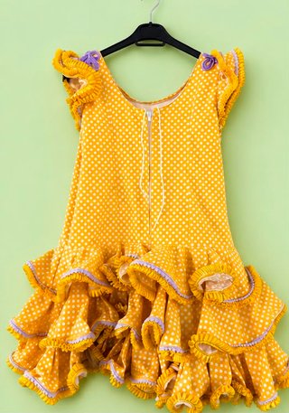 Traje de flamenca amarillo lunares talla 12