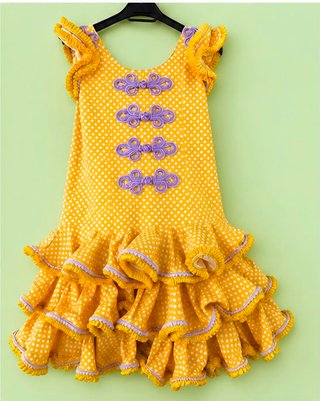 Traje de flamenca amarillo lunares talla 12
