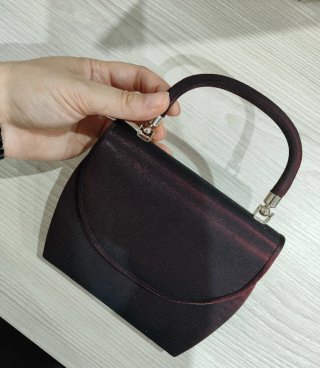 Bolso de fiesta tela duo cromo borgoña granate