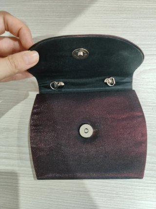 Bolso de fiesta tela duo cromo borgoña granate