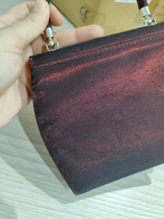 Bolso de fiesta tela duo cromo borgoña granate