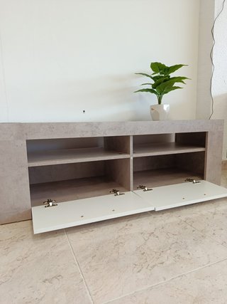 Mueble TV 2 Puertas 120cm Gris/Blanco
