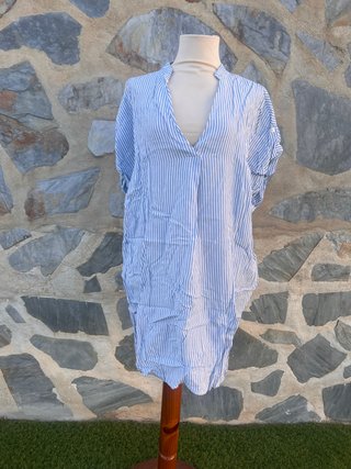 Blusa/Vestido Rayas Azul Blanco Talla Única