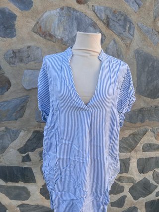 Blusa/Vestido Rayas Azul Blanco Talla Única