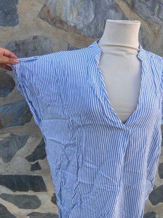 Blusa/Vestido Rayas Azul Blanco Talla Única