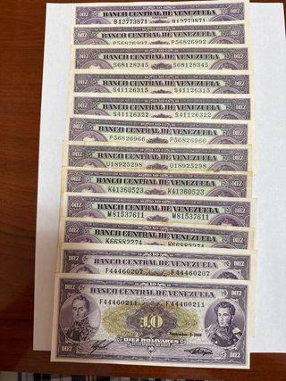 Billetes Venezolanos Diez Bolivares Colección