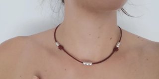 Collar cuero granate