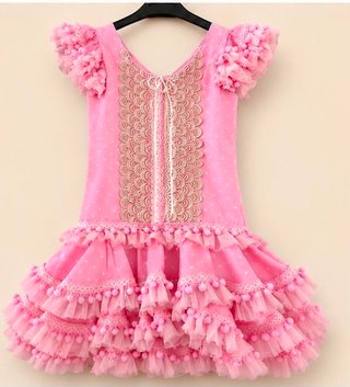 Traje Flamenca Niña Rosa Talla 6