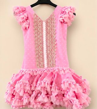 Traje Flamenca Niña Rosa Talla 6