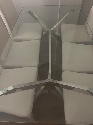 Mesa Comedor Rectangular Cristal y Metal