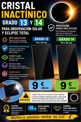Cristal Protección Eclipse Solar Grado 13/14