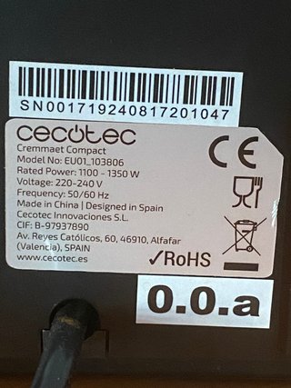 Electroválvula Cecotec Cremmaet Compact