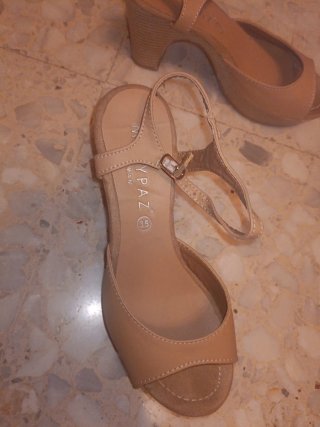 Sandalias Camel Beige Tacón Plataforma