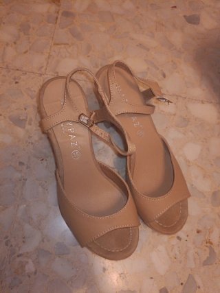 Sandalias Camel Beige Tacón Plataforma