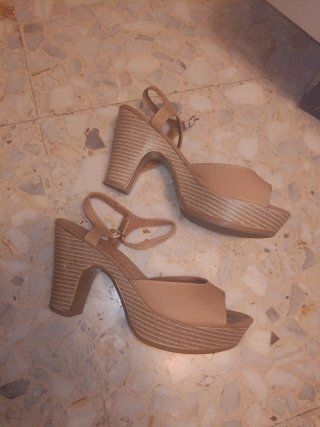 Sandalias Camel Beige Tacón Plataforma