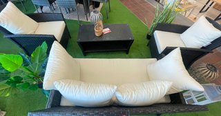 Conjunto de jardín ratán y cristal