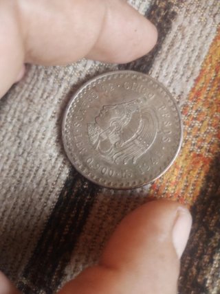 Moneda 5 Pesos Mexicanos Plata 900