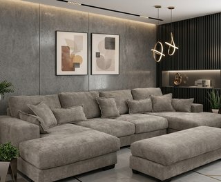 Sofá cama modular gris tela