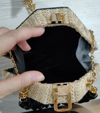 Bolso Cesta Mimbre Verano Cadena Dorada