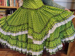 Vestido de Flamenca Verde Lunares