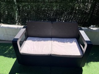 Conjunto Sofás Exterior Plástico Negro/Marrón