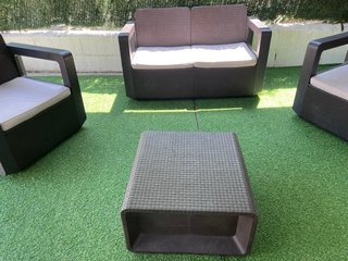 Conjunto Sofás Exterior Plástico Negro/Marrón