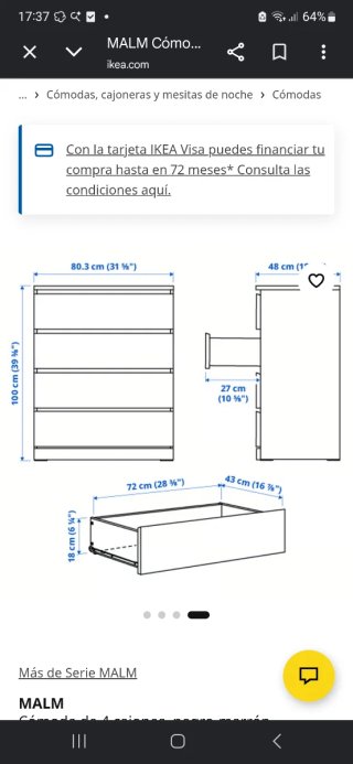 Cómoda Ikea MALM Blanca (2 Unidades)