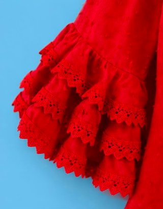 Traje Flamenca Rojo Plumeti Algodón T.4