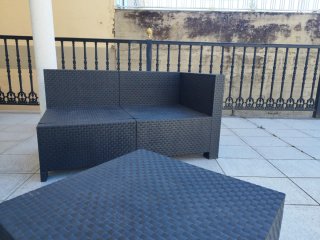 Conjunto Sofá y Mesa Terraza Gris Grafito