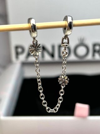 Pandora Cadena Seguridad Flores Plata margaritas