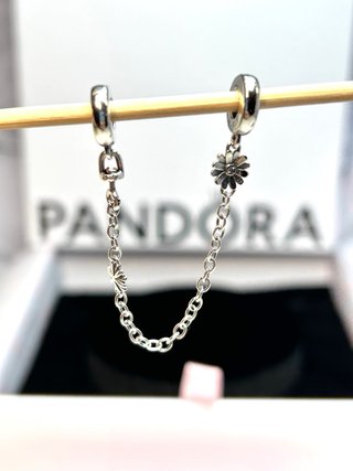 Pandora Cadena Seguridad Flores Plata margaritas