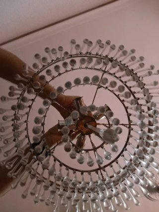 Lámpara colgante de cristal y metal