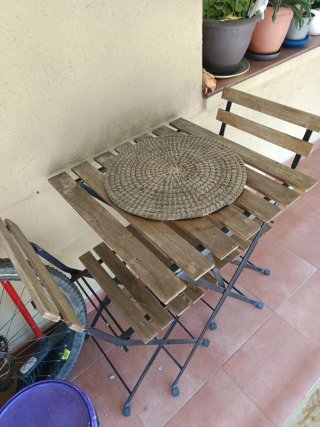 Tavolo e 2 Sedie Pieghevoli da Terrazzo