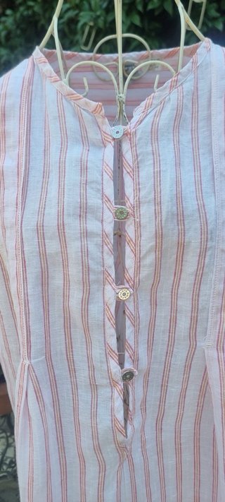 Camicia over righe rosa e bianche