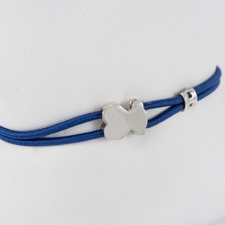 Pulsera Tous elástica azul con motivo Oso en plata