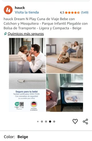 Cuna de Viaje Hauck Dream N Play Beige