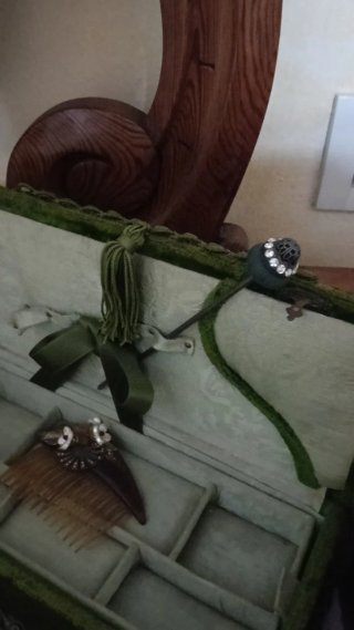 Portagioie velluto stile Liberty verde