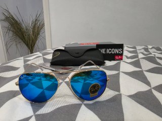 Gafas Ray-Ban Aviator Dorado Lente Azul