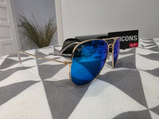 Gafas Ray-Ban Aviator Dorado Lente Azul