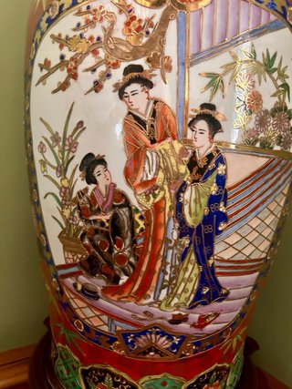 Jarrón Oriental Porcelana Satsuma Grande