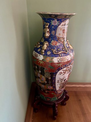Jarrón Oriental Porcelana Satsuma Grande