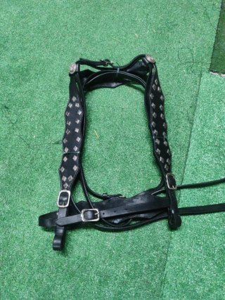 Cabezada caballo medieval cuero tachuelas