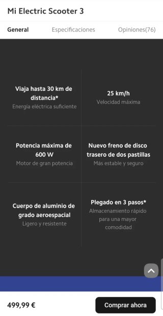 Patinete Eléctrico Xiaomi Scooter 3
