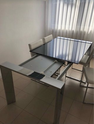 Mesa de comedor extensible cristal y metal