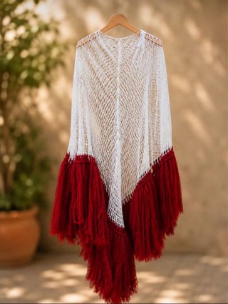 Toca artesanal blanca y roja