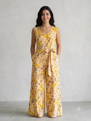 Mono floral pata ancha con cinturón