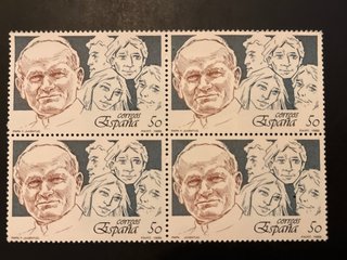 España 1989 bloque 4 sellos Juan Pablo II